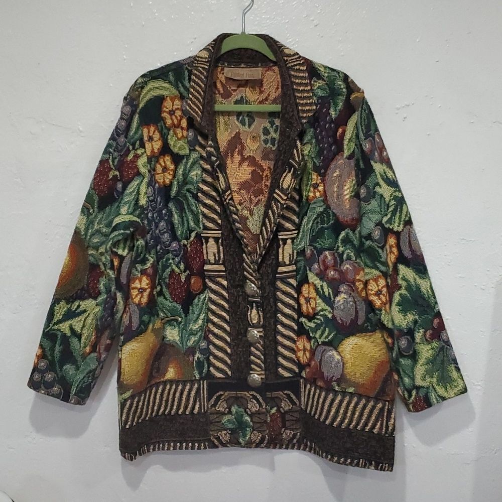 Vintage Painted Pony Needlepoint Style Cardigan Sweater Jacket One Size